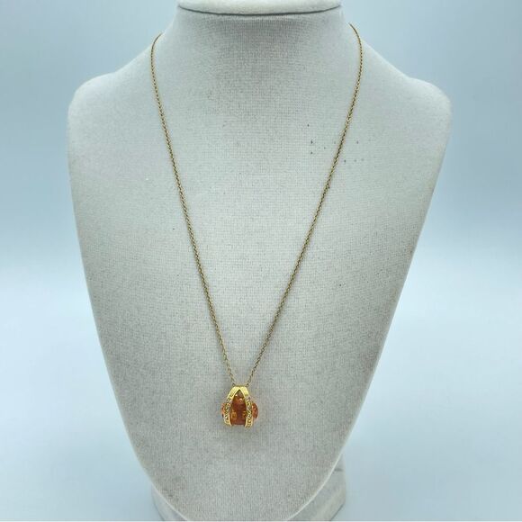 Roman Co Simulated Citrine Necklace | Crystal Stone Gold Pendant Stamped RMN - Picture 4 of 12